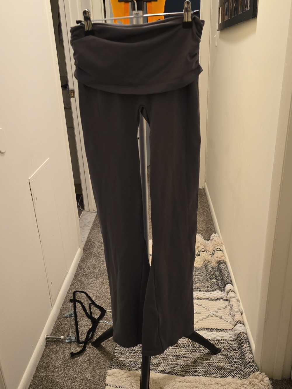 NWOT Fold-Over Waist Bootcut Pants — Dark Gray